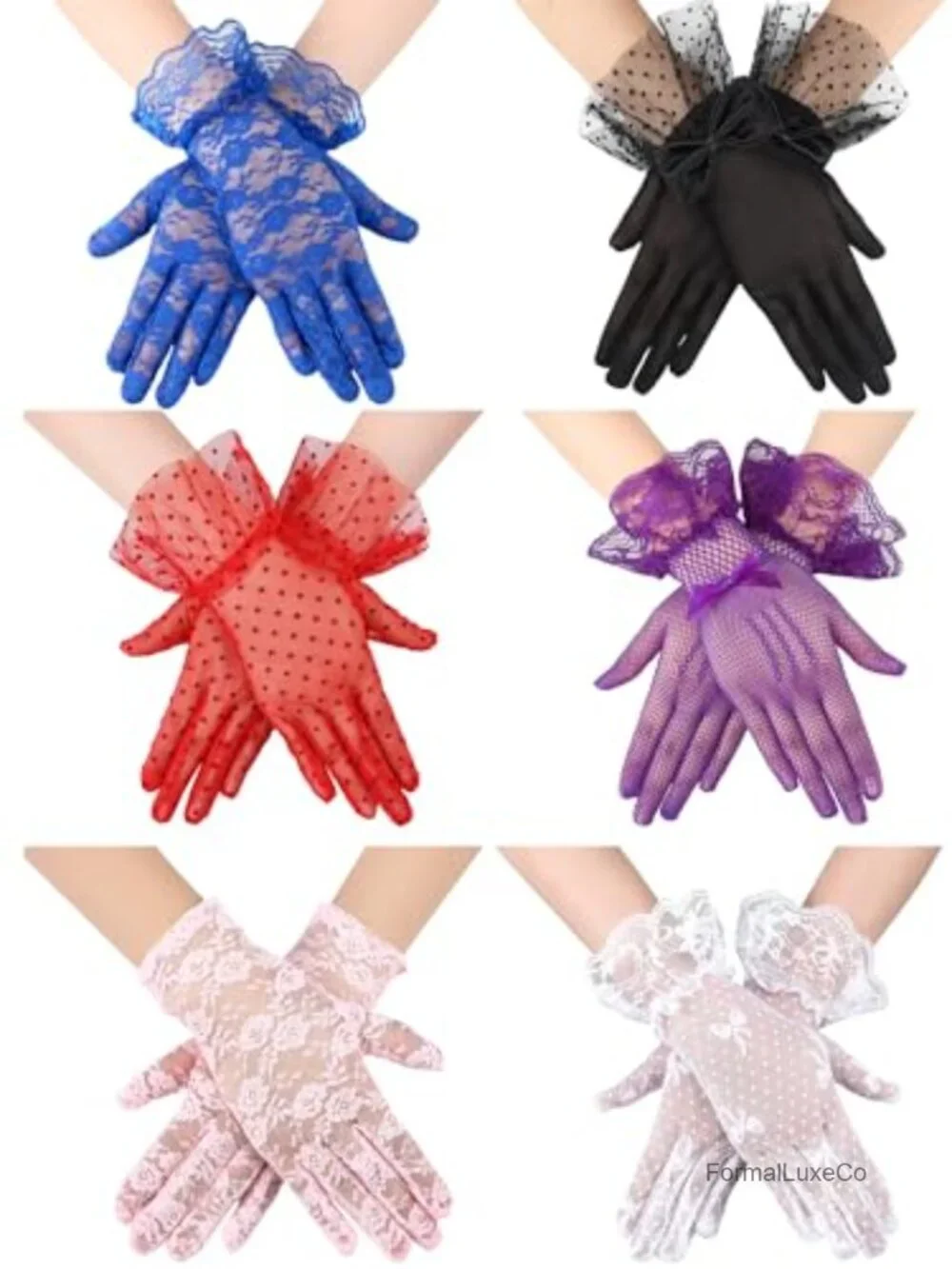 6 Pairs Lace Tea Party Gloves Elegant Short Novelty Floral Accessories